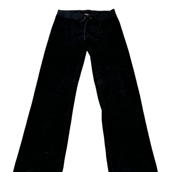 Juicy Couture Velour Flare Track Pants  Black Velvet Y2K Vintage - Picture 2 of 6
